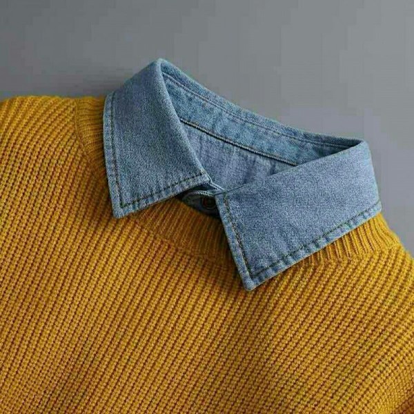 Dame falsk krage Avtakbar halv skjorte Avtakbar Casual Al Dark blue