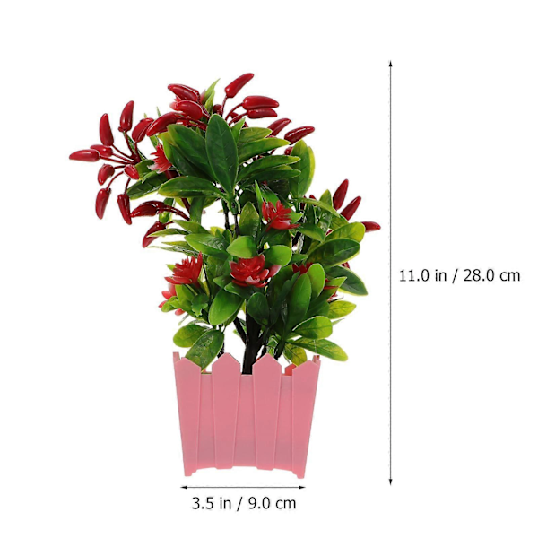 1st Tålig Konstgjord Chili Blomma Plastkrukväxt Prydnad för Hemmabruk