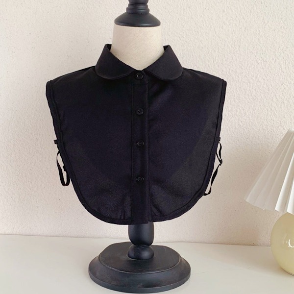 Naisten tekoviulus irrotettava puolipaita koristeellinen korealainen St Chiffon round collar in black