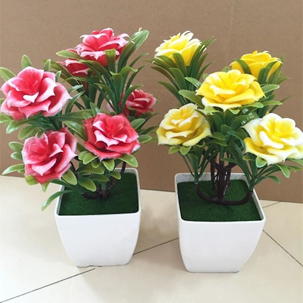 1 stk. Kunstig potteplante Bonsai Performance Scene Hage Hjemmefest Dekor Yellow