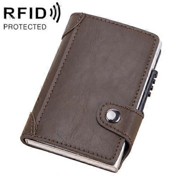 X-51 Automatiskt Pop-up Korttyp Anti-magnetisk RFID Stöldskydd PU Läderplånbok med Kortfack