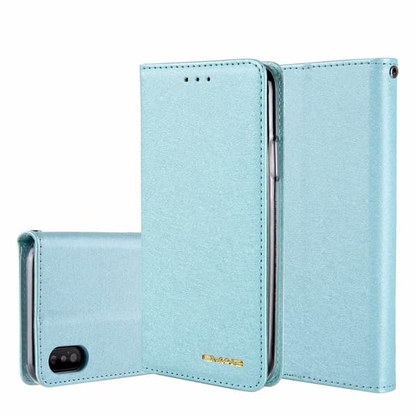 Etui til iPhone 13 Mintgrøn Silke Tekstur Flip Wallet med Kortholder Snap-on Wallet med Kortholder