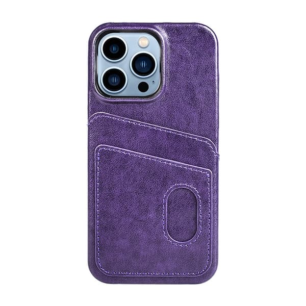 iPhone 15 Pro -kotelo, violetti lompakko, korttipidike, nahkainen tupla korttipidike, kustomoitu