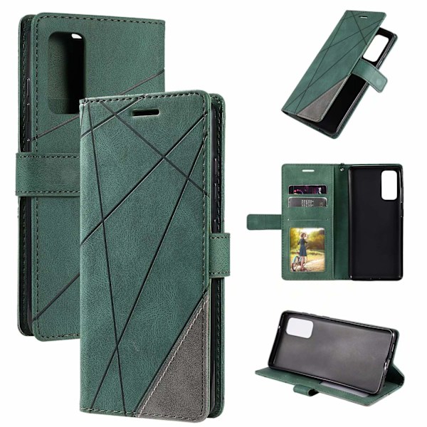 Etui til iPhone 16 Plus grøn Soft-Touch Mixed Media Flip Wallet med kortholder