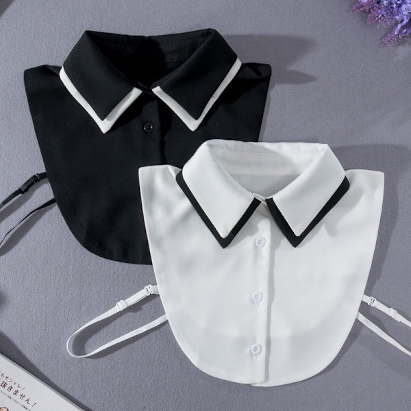 Lös krage dam Skjortkrage Svart Vit Bluskrage Alla White round neck cotton