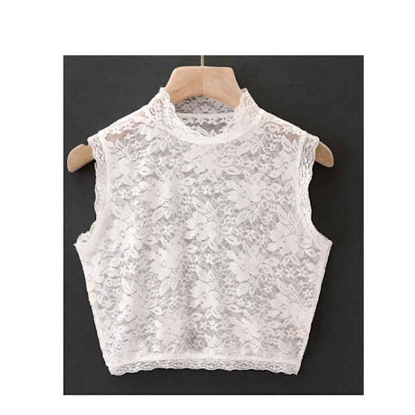 Dame falsk krave Efterår Stretch Slim-Fit Blonde Base Halv Tur White XL