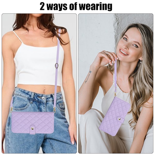 Kotelo iPhone 14promax 6.7:lle, vaalean violetti ins crossbody -korttipidike timanttiteline kuuma myynti
