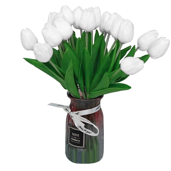 (Ikke inkludert vase) 20 tulipaner White