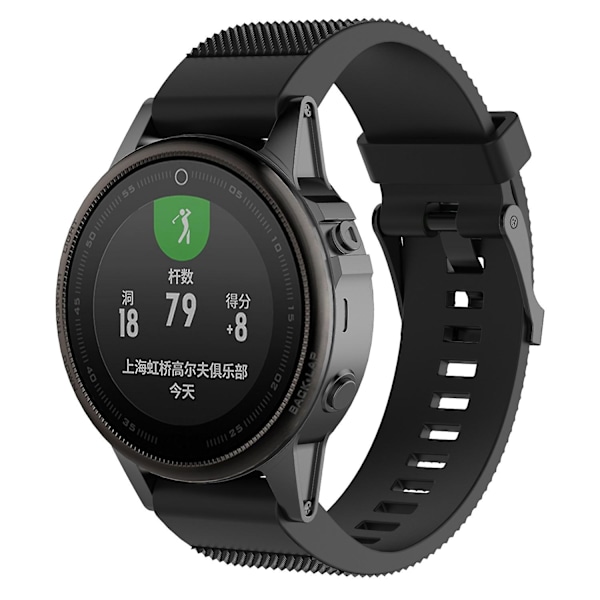 Sort Sort kompatibel med Garmin Fenix5 (22mm) silikonrem
