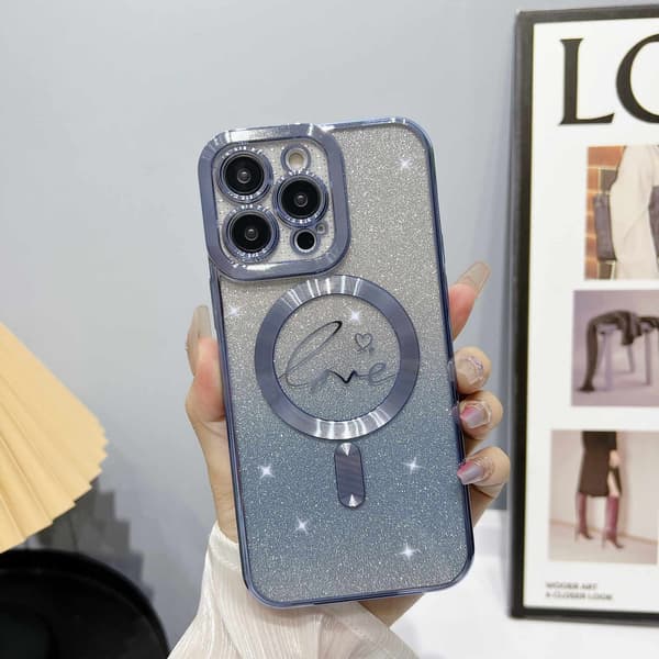 Etui til iPhone 16 E Glitter Magnetisk Blå Noz35563