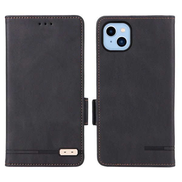 Fodral för iPhone 14 6.1 svart Magnetisk Retro Plånbok med Korthållare business