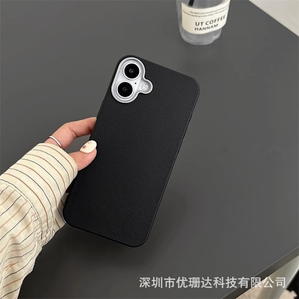 Fodral för iPhone 14 Pro Grafit Svart Lädertextur Läder Ultratunt Fullständigt Skydd
