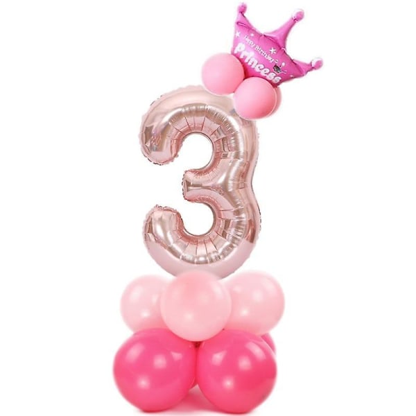 Rosa/guld digitalt nummer - helium ballong ballong för bröllopsfödelsedagsfest Pink 3