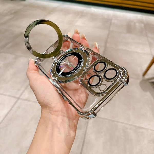 Etui til iPhone 16 Pro Galvanisert Magnetisk Stativ Sølv Noz30626