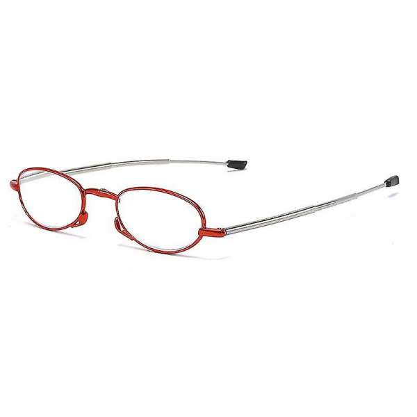 Nytt Herr Dam Unisex hopfällbart teleskopiskt fällbart läsglasögon Anti-blue+ case Red 150 Degree
