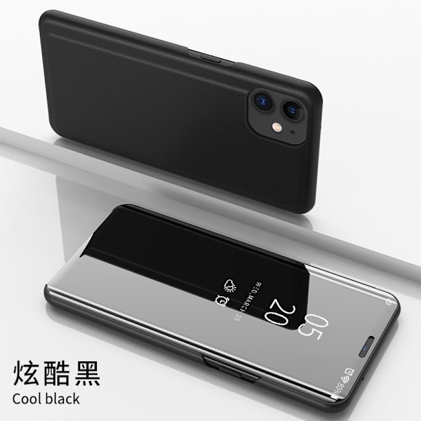 Etui til iPhone 13PRO MAX svart Elektroplettering speil Flip