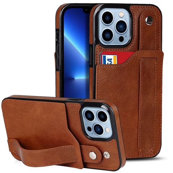 Etui til iPhone 15PLUS Mørkebrun Wallet med Kortholder Kreativ