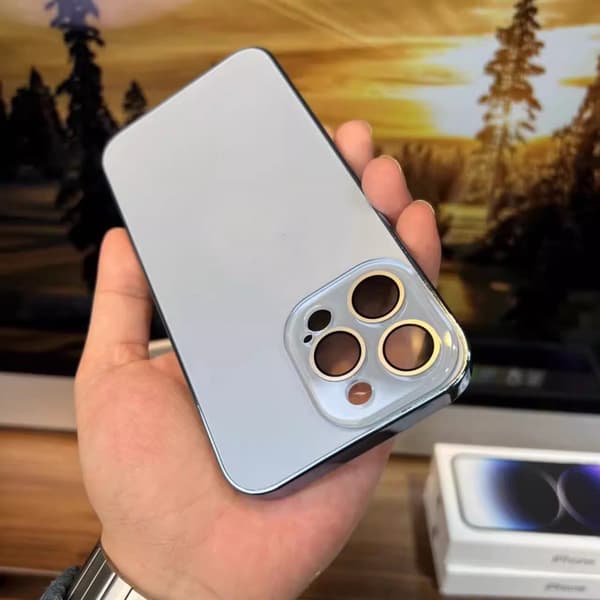 Fodral för iPhone 14 Pro Max Frostat Elektropläterad Linsdetalj Blå Noz25059