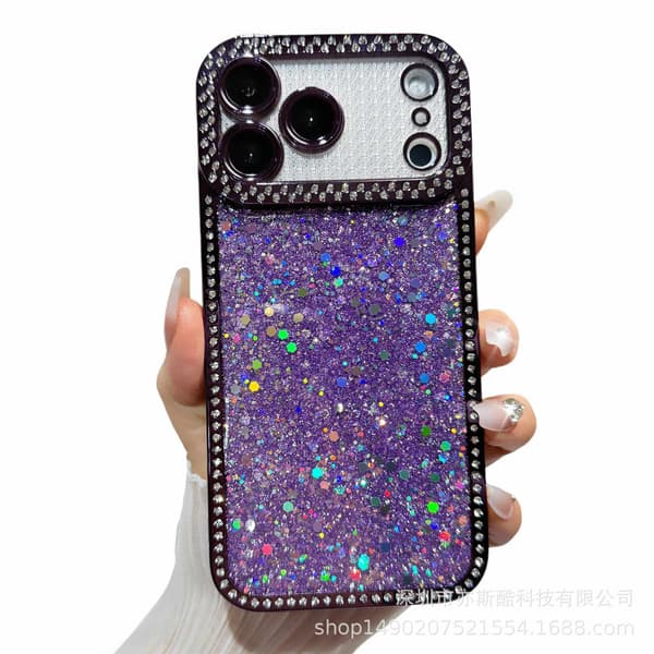 Fodral till iPhone 15 Pro Max Glitter Diamantaccent Lila Noz28665