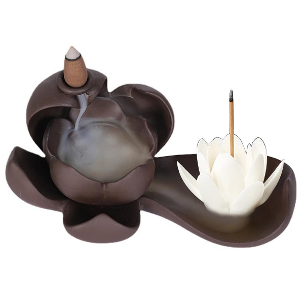 Ny elegant Lotus rökelsebrännare Vattenfall rökelsehållare Keramik A
