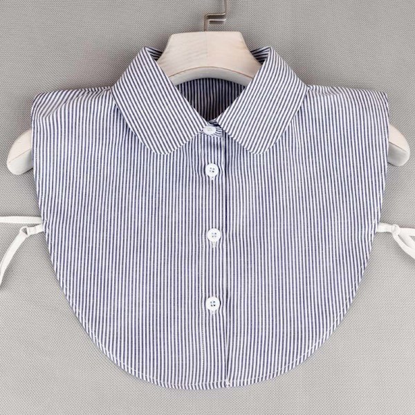 Dame falsk krave Skjorte All-Match Perlebesat Skjorte Ternet Hvid Blue Plaid