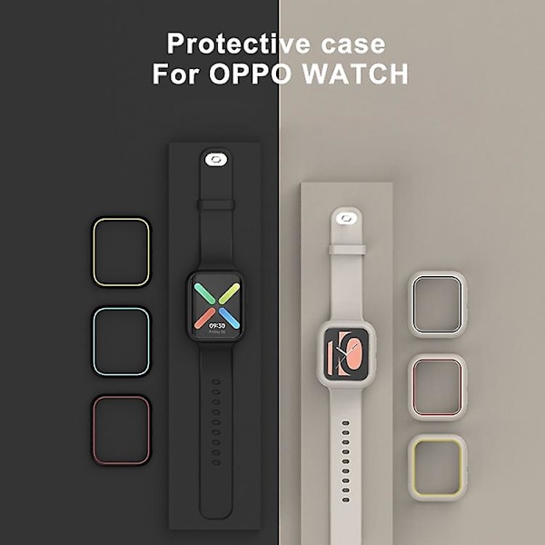 Yhteensopiva Oppo Watch 41mm TPU-kotelon kanssa, Väri: musta+valkoinen, hohtavan vihreä