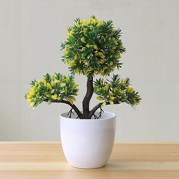 Artificiell Bonsai Simulerad Skrivbordsdekor Plast Gäst-Välkomnande Tall Krukväxt för Kontor Green