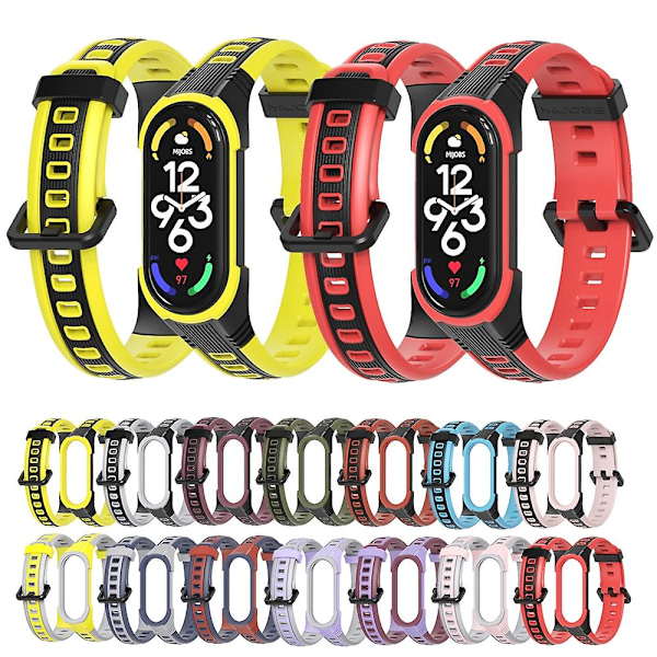 Sort Gul Sort Gul Tofarvet Silikone Urrem kompatibel med Xiaomi Mi Band 7 / 7 Nfc