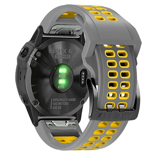 Grå Gul Grå Gul Silikonklokkereim kompatibel med Garmin Fenix 6