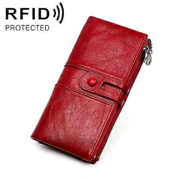 3520 Lång Plånbok i Kohudläder med Anti-magnetisk RFID för Damer, med Kortfack