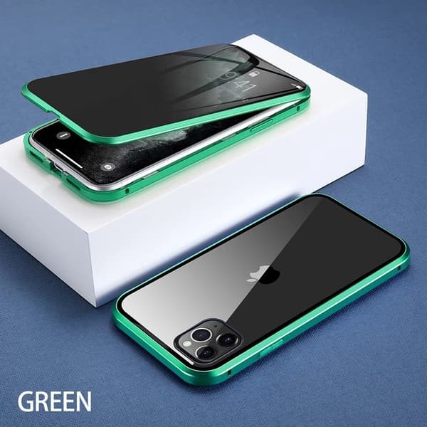Etui til iPhone 15 Pro Max Anti Peeping Dobbeltsidet Klar Grøn Noz35780