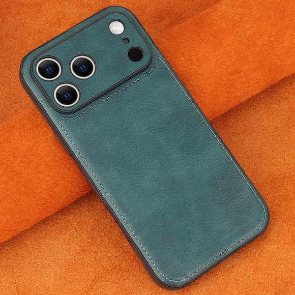 Fodral för iPhone 14 Lädertextur Grön Noz27090