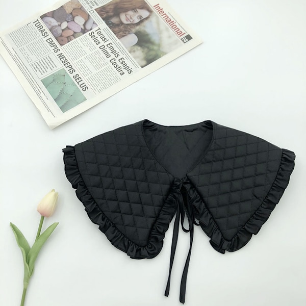 Naisten tekoviulus Irrotettava puoli-huivi Korealainen yksinkertainen sisäinen Black 27CM