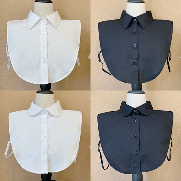 Dame falsk krage Avtakbar halv Ren Bomull Ensfarget Sh Light Plate round collar in black