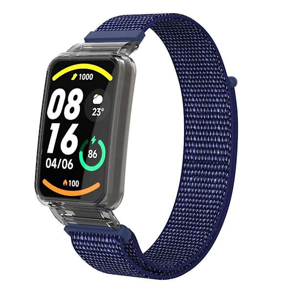 Indigo Blue PC-deksel + Nylon Loop-stropp kompatibel med Xiaomi Mi Band 7 Pro