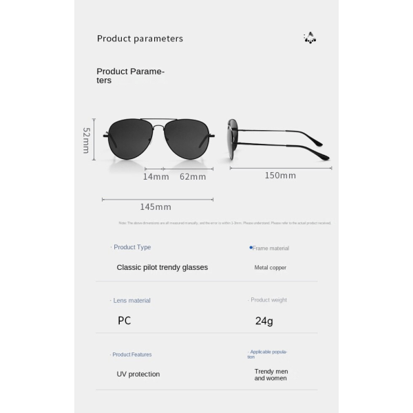 Trendiga Fashion Aviators Solglasögon Personliga Solglasögon Vintage Solglasögon Metall Silver frame green Mercury