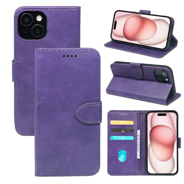Etui til iPhone iPhone 16pro Lilla kalveskind med frontspænde