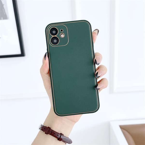 Fodral för iPhone 13 Smaragd lädertextur elektroplätering Full-Body Lyx