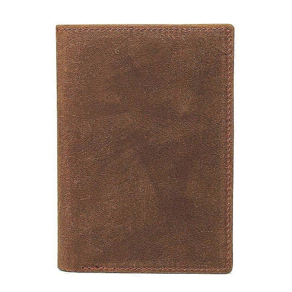 Passfodral i äkta läder för män Retro Multi Card Plånbok RFID Brown-yellow