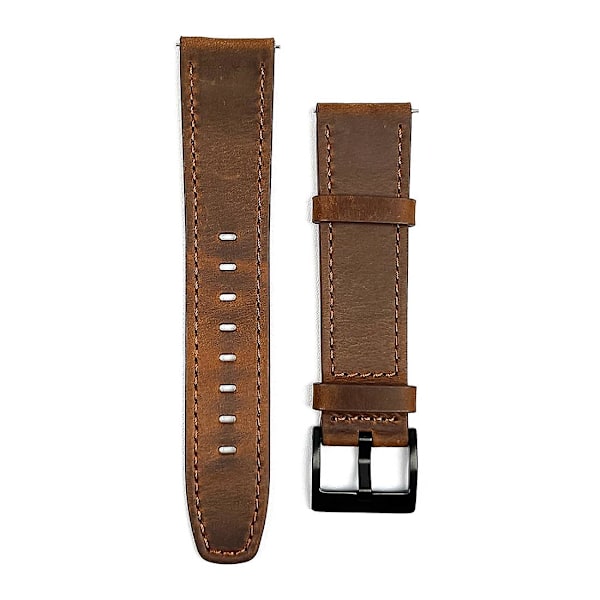 Brun Brun Retro Tekstur Læderrem 22mm