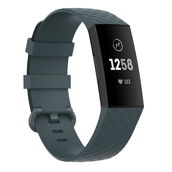 Rock Teal Rock Teal 18mm Hopeanvärinen Solki TPU Ranneke Kellonranneke yhteensopiva Fitbit Charge 4 / Charge 3 / Charge 3 Se kanssa, Koko: L