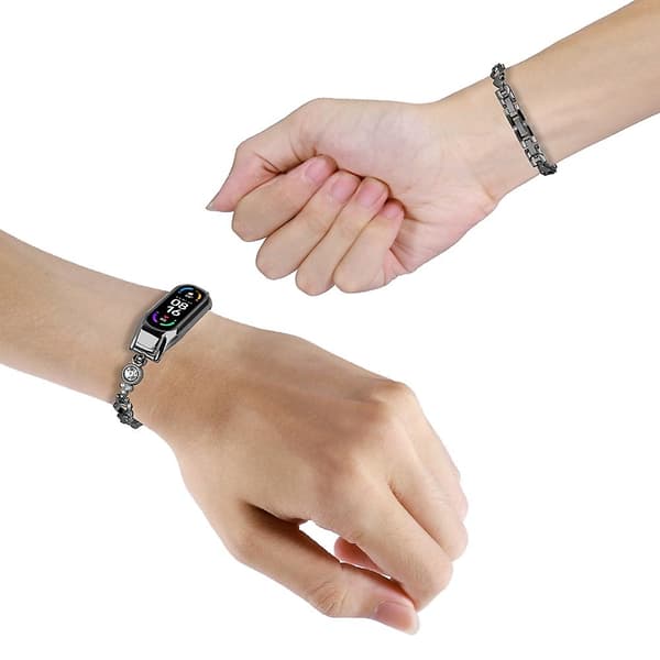 Sort Sort Hjerte-til-hjerte Diamantrem kompatibel med Xiaomi Mi Band 7