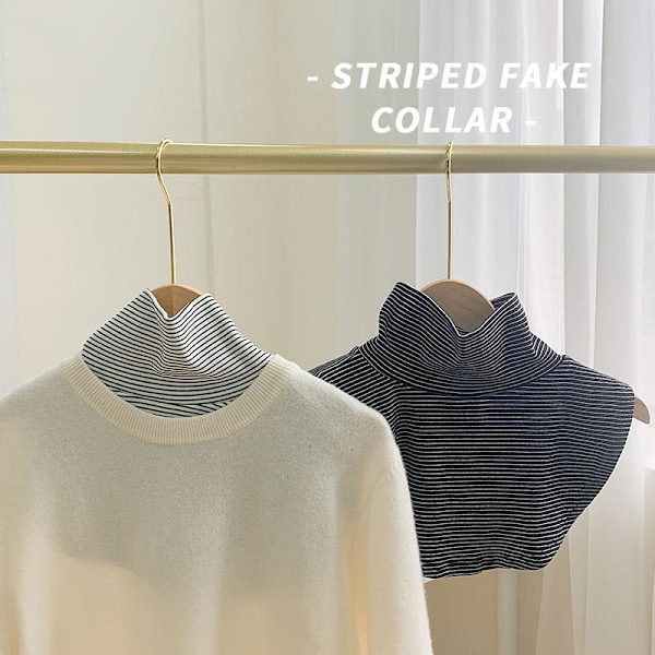 Dame falsk krage Avtakbar halv Avtakbar Høy Hals Inner Striped black
