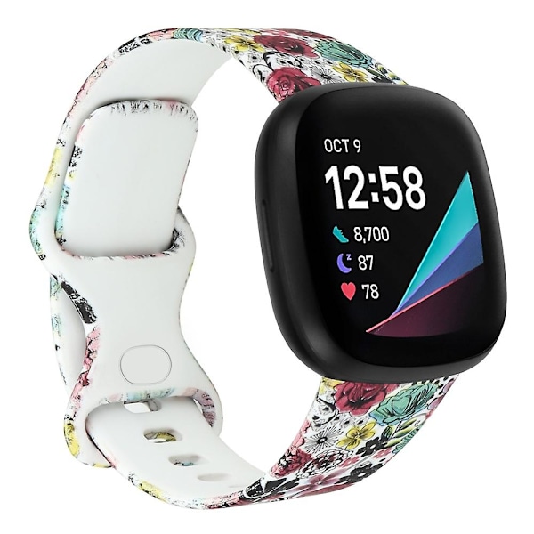J J kompatibel med Fitbit Versa 3 Tryckt Klockarmband, Storlek:l