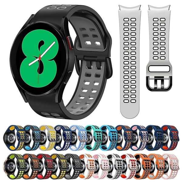 Blå Sort Blå Sort Silikone Urrem kompatibel med Samsung Galaxy Watch 4 44mm
