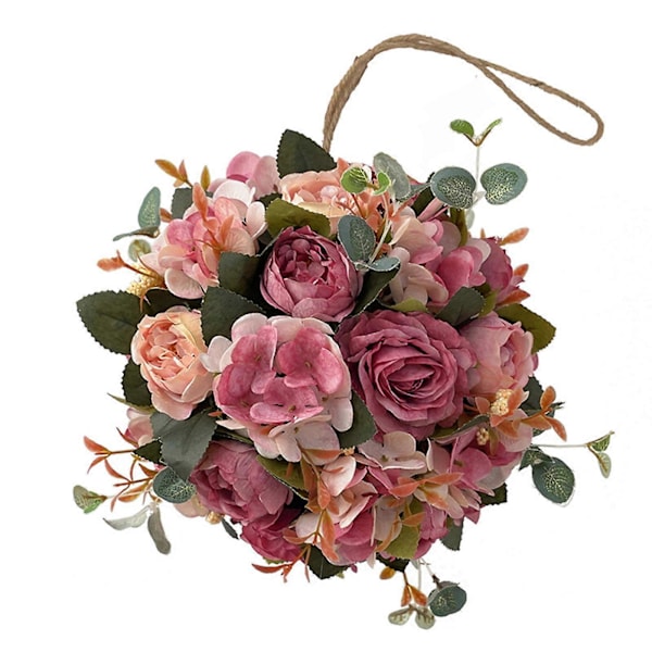 Simulert hortensia peon ball Kunstig Flora dark pink