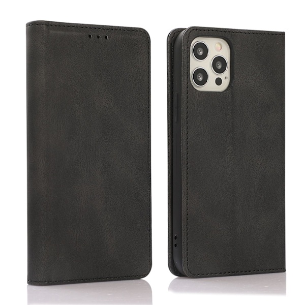 Kotelo iPhone 16E/ SE4 mustalle magneettiselle läppälompakolle korttipaikalla