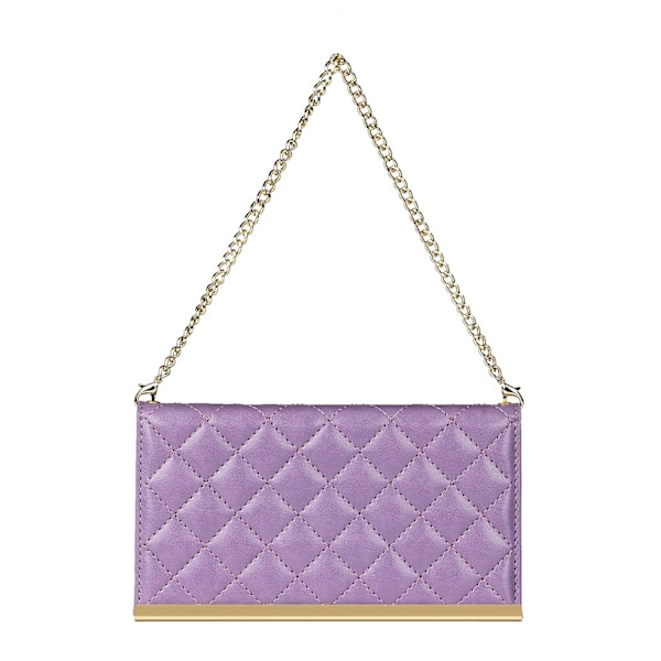 Kotelo iPhone 13 mini -puhelimelle, violetti timanttiketju, crossbody-lompakko ja korttipidike