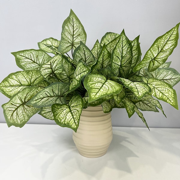 Konstgjorda Växter Grönska Krukväxter Väggdekorationer 12-Pack Taro Blad Calathea 12 taro leaves white and green