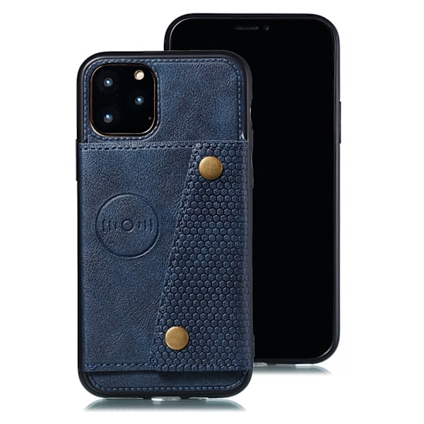 Kotelo iPhone 14PRO sininen Autokortin pidike jalusta Kokonahkainen